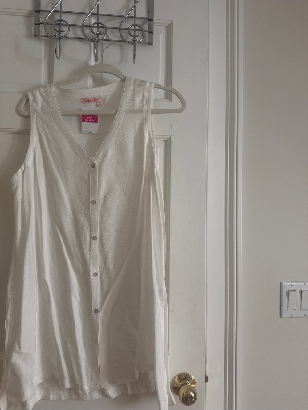fresh produce Ivory Button-Front V-Neck Tunic